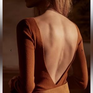 Sézane Joanie bodysuit in hazelnut